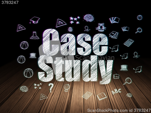 Image of Education concept: Case Study in grunge dark room