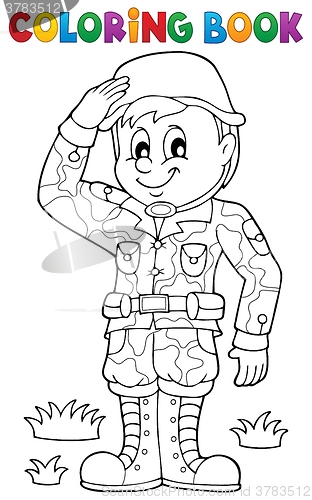 Image of Coloring book male soldier theme 1