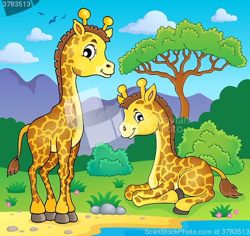 Image of Giraffes in nature theme image 1