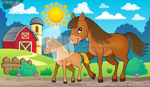 Image of Horse with foal theme image 2