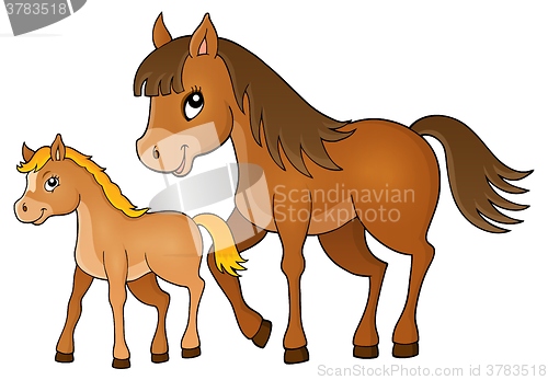 Image of Horse with foal theme image 1