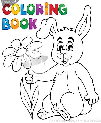 Image of Coloring book Easter bunny with flower