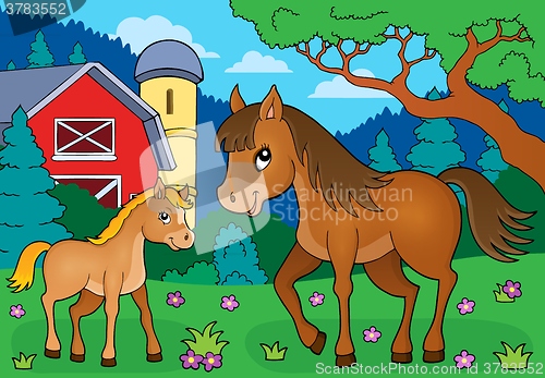 Image of Horse with foal theme image 4