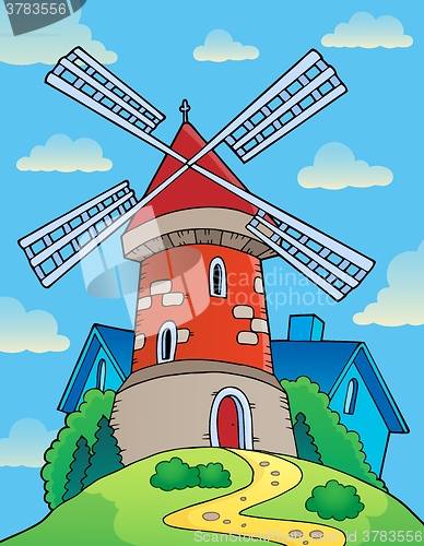 Image of Hill with windmill theme 1