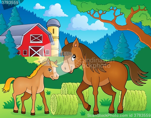 Image of Horse with foal theme image 3