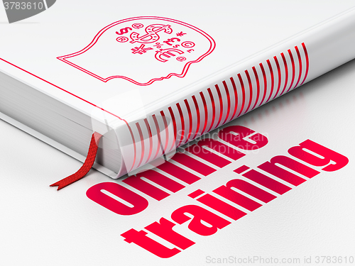 Image of Education concept: book Head With Finance Symbol, Online Training on white background