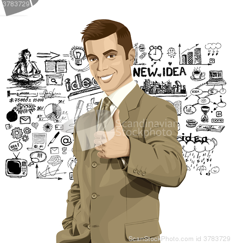 Image of Vector Business Man Shows Well Done