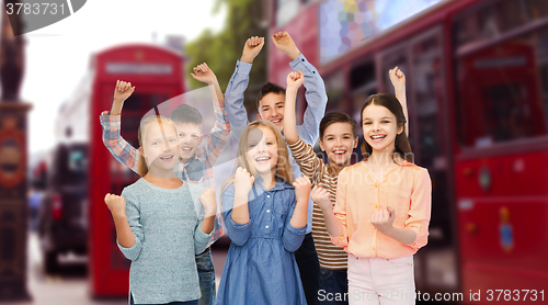 Image of children celebrating victory over london city