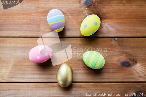 Image of close up of colored easter eggs