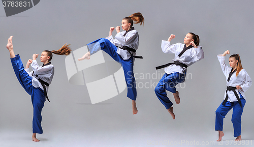 Image of The collage of karate girl with black belt