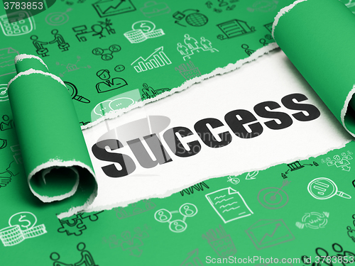 Image of Business concept: black text Success under the piece of  torn paper