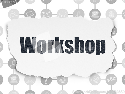 Image of Studying concept: Workshop on Torn Paper background