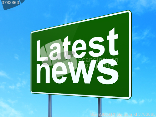 Image of News concept: Latest News on road sign background