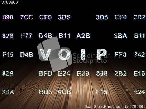 Image of Web design concept: VOIP in grunge dark room