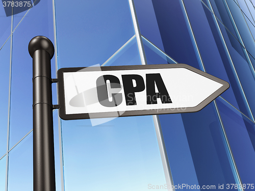 Image of Finance concept: sign CPA on Building background