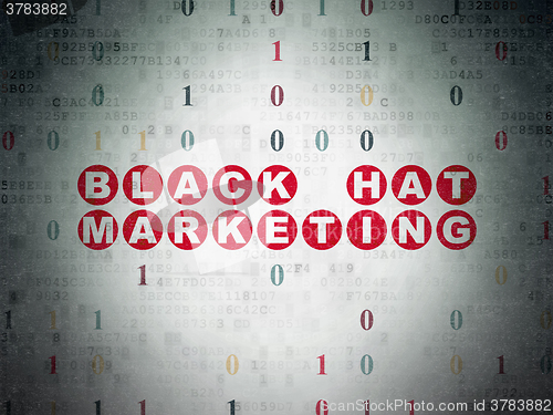 Image of Finance concept: Black Hat Marketing on Digital Paper background