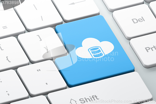Image of Cloud networking concept: Database With Cloud on computer keyboard background