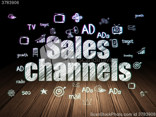 Image of Marketing concept: Sales Channels in grunge dark room