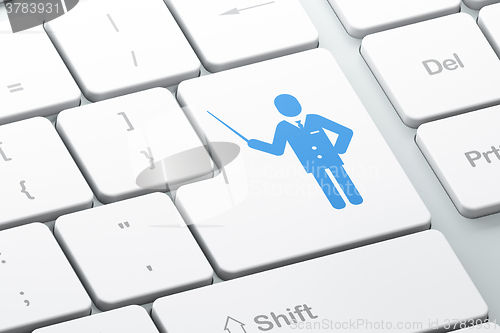 Image of Learning concept: Teacher on computer keyboard background