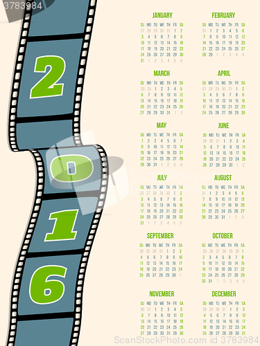 Image of Calendar design with film strip for 2016