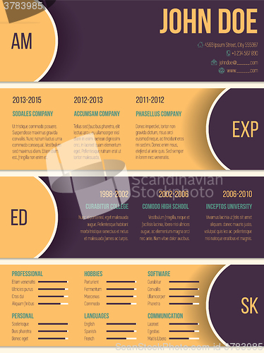 Image of Modern resume cv template with half circles