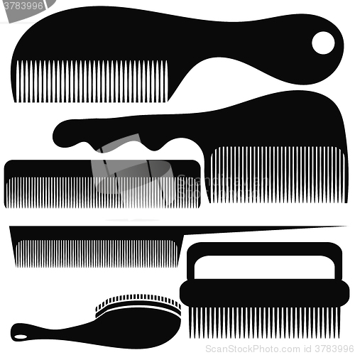 Image of Set of Different Combs Silhouettes