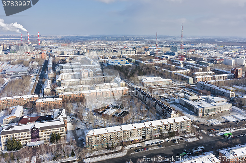 Image of Residential district with TV towers. Tyumen.Russia