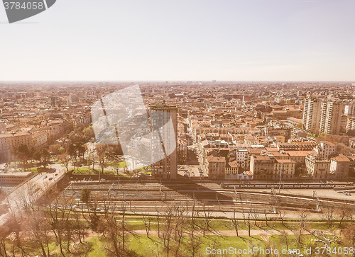 Image of Retro looking Milan aerial view