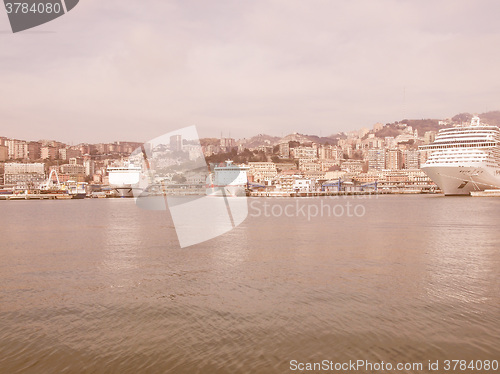 Image of View of Genoa Italy from the sea vintage