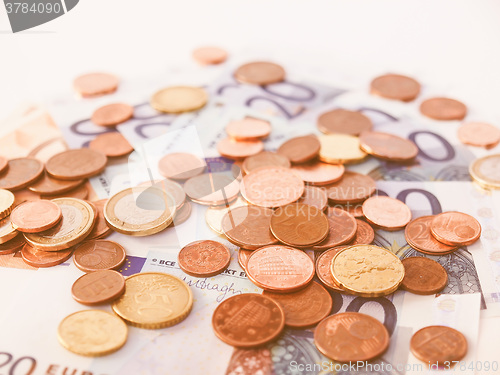 Image of  Euros coins and notes vintage