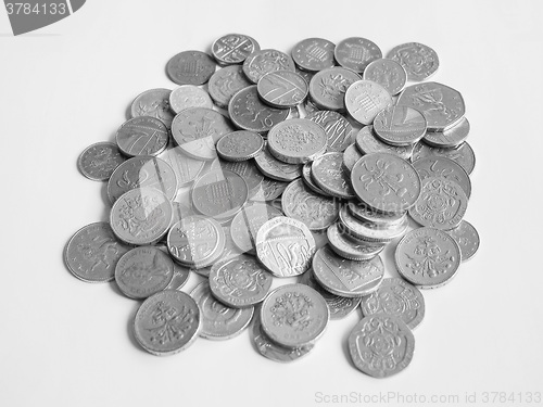 Image of Black and white Pound coins