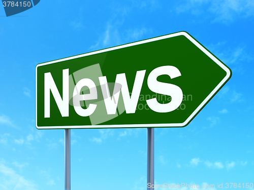 Image of News concept: News on road sign background