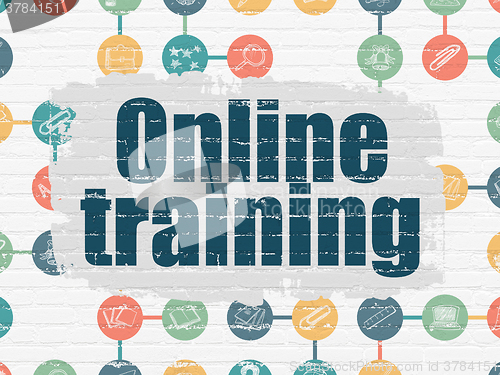 Image of Education concept: Online Training on wall background