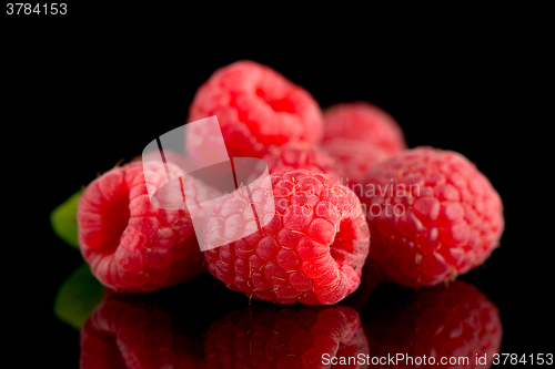 Image of Raspberries with leaves