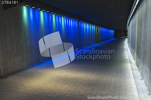 Image of empty underground concrete tunnel 