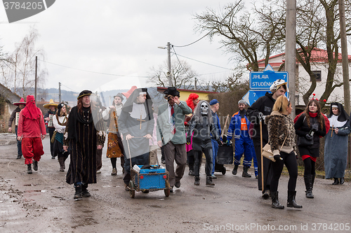 Image of People attend the Masopust Carnival