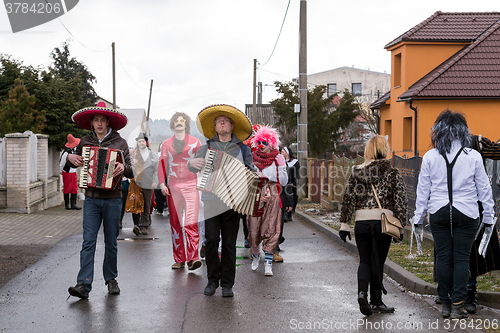 Image of People attend the Masopust Carnival