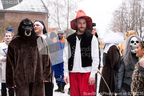 Image of People attend the Masopust Carnival