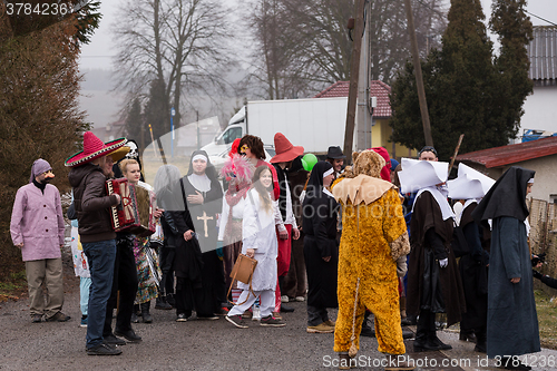 Image of People attend the Masopust Carnival