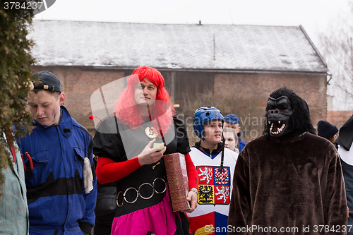 Image of People attend the Masopust Carnival