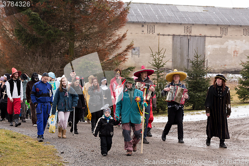 Image of People attend the Masopust Carnival