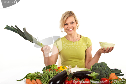 Image of Cute blond girl shot in studio