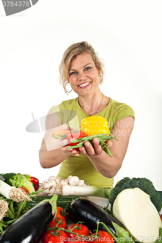 Image of Cute blond girl shot in studio