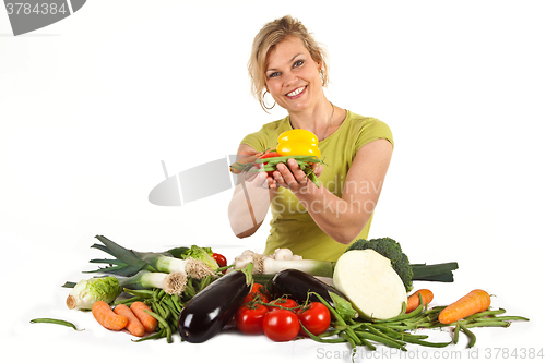 Image of Cute blond girl shot in studio