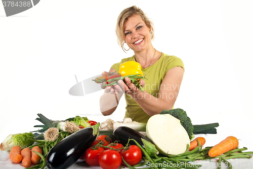 Image of Cute blond girl shot in studio