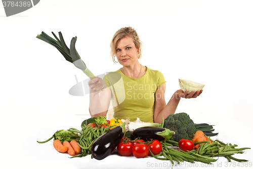 Image of Cute blond girl shot in studio