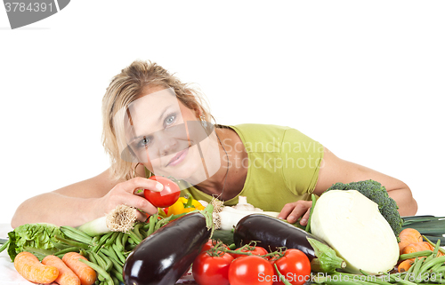 Image of Cute blond girl shot in studio