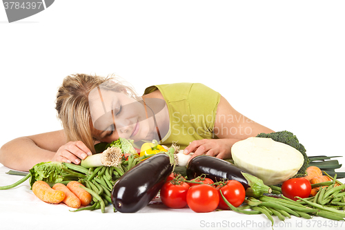 Image of Cute blond girl shot in studio