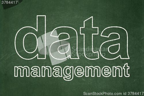 Image of Information concept: Data Management on chalkboard background