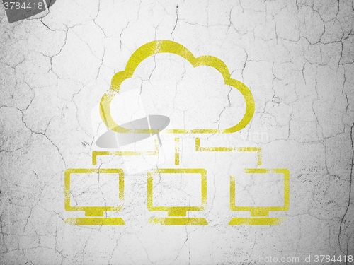 Image of Cloud technology concept: Cloud Network on wall background
